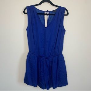 Loft Satin Royal Blue Keyhole Romper Size Small